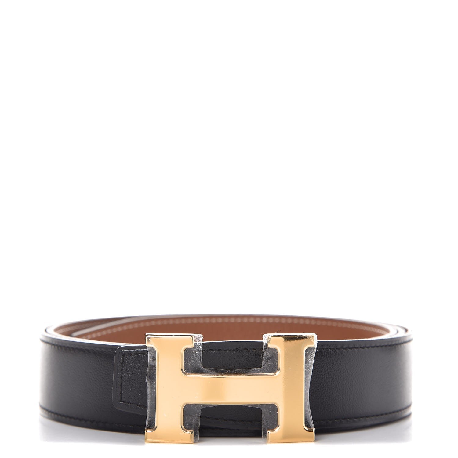 Hermes Togo 32mm H Belt 110 Black Gold 1 of 7
