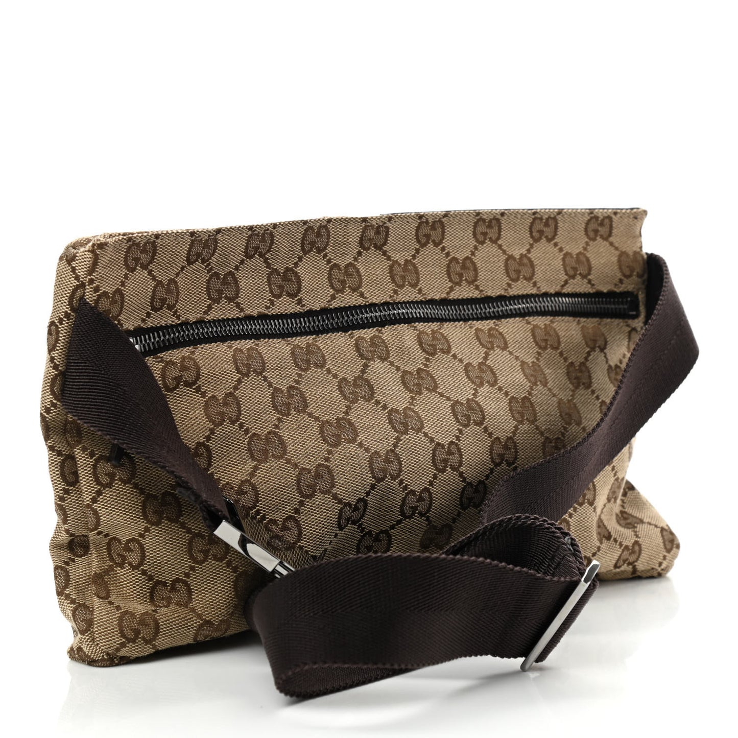 GG Monogram Double Pocket Belt Bag Dark Brown