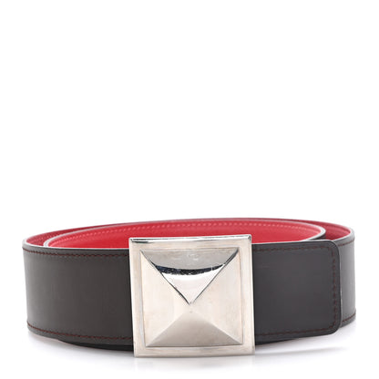 Hermes Swift Epsom Medor H Belt 85 34 Chocolate Rouge Casaque 1 of 4