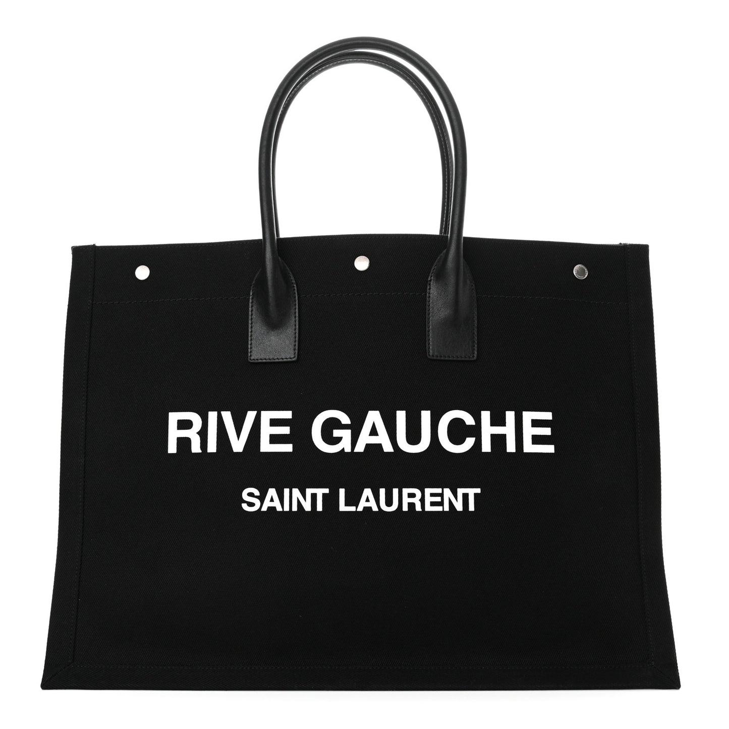 Linen Calfskin Rive Gauche Tote Black