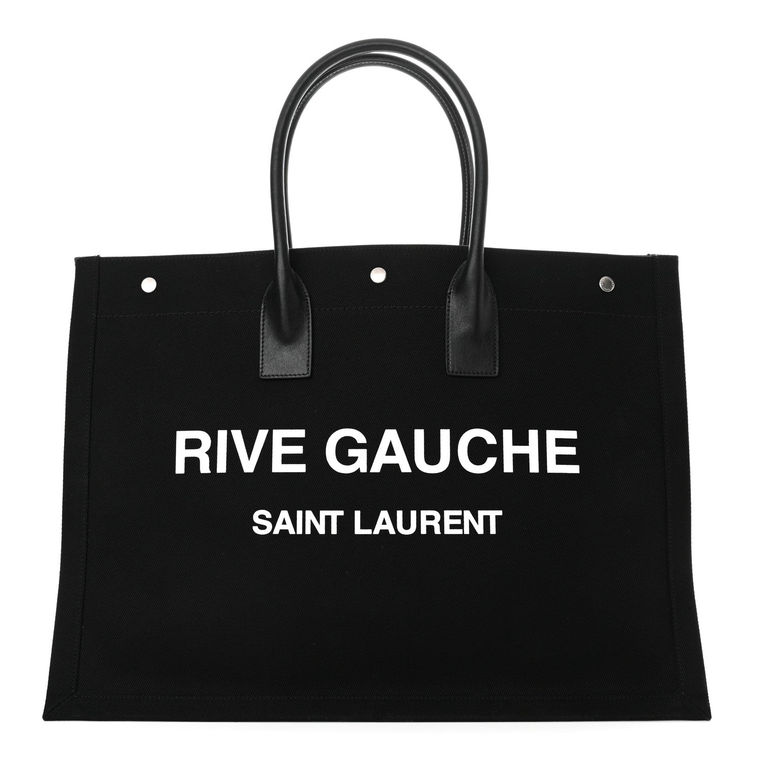 Saint Laurent Linen Calfskin Rive Gauche Tote Black 1 of 10