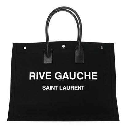 Saint Laurent Linen Calfskin Rive Gauche Tote Black 1 of 10