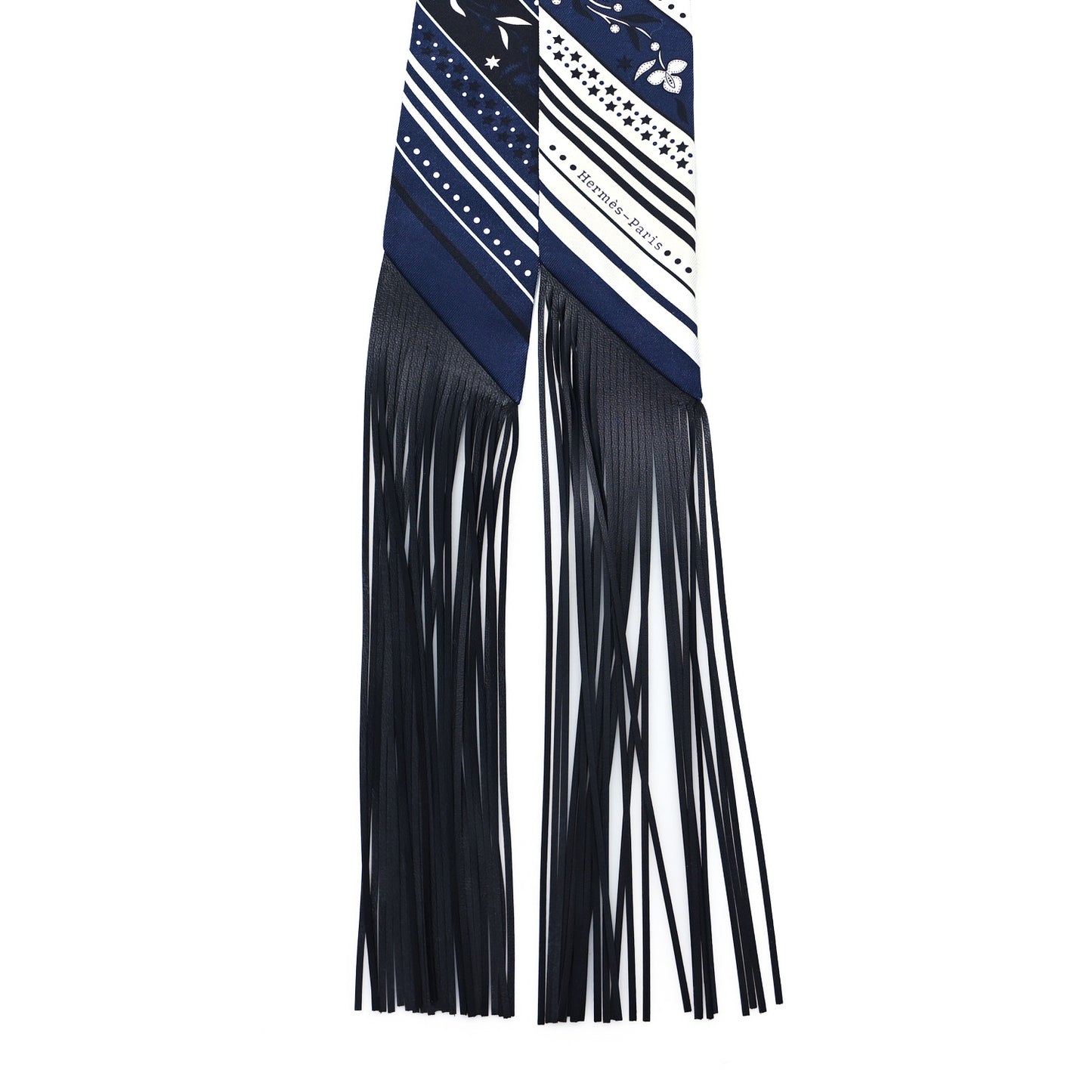 Silk Festival Des Amazones Bandana Fringed Twilly Bleu Black
