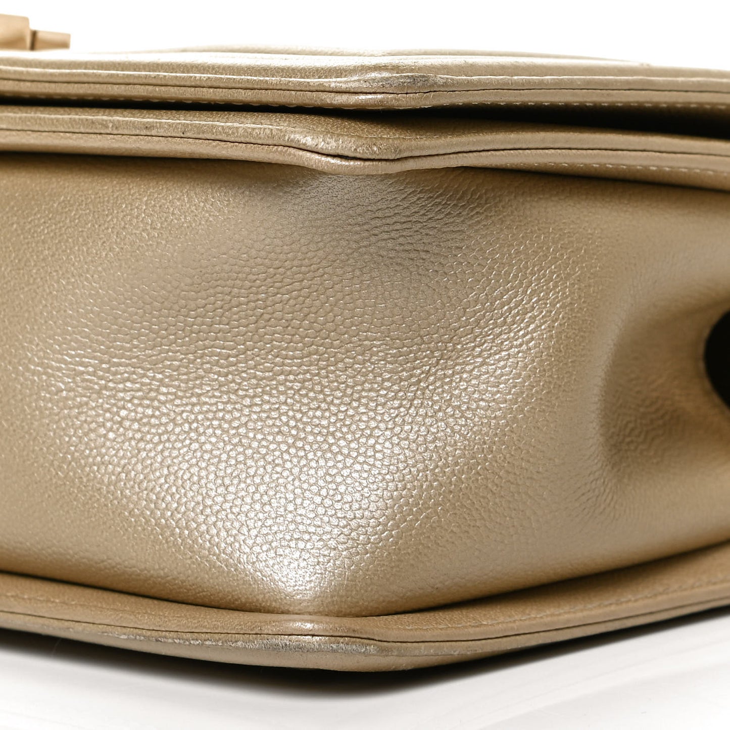 Metallic Caviar Quilted Medium Boy Flap Light Gold