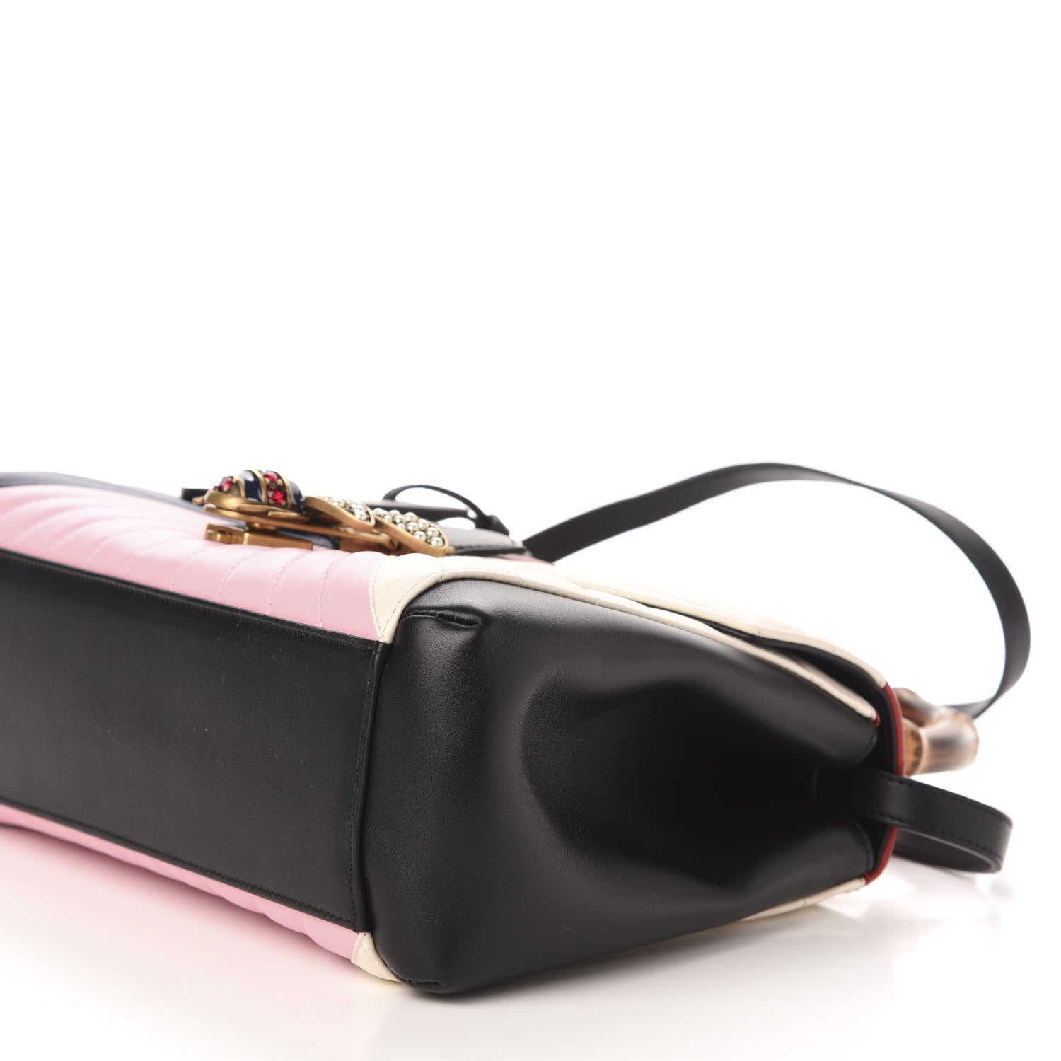 Gucci Calfskin Bamboo Trapuntata Queen Margaret Top Handle Bag Blue Agata Hibiscus Red Mystic White Sugar Pink 12 of 14