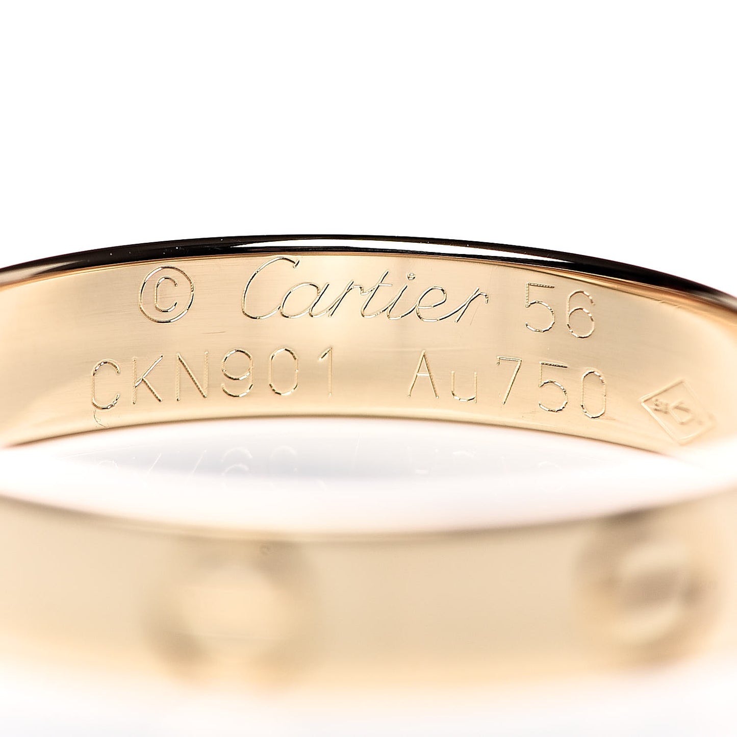18K Yellow Gold 3.5mm LOVE Wedding Band Ring 56 7.5