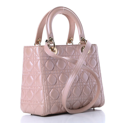 Christian Dior Pearly Lambskin Cannage Medium Lady Dior Lotus 3 of 16