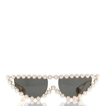 Gucci Metal Pearl Cat Eye Sunglasses GG0364S Gold 2 of 7