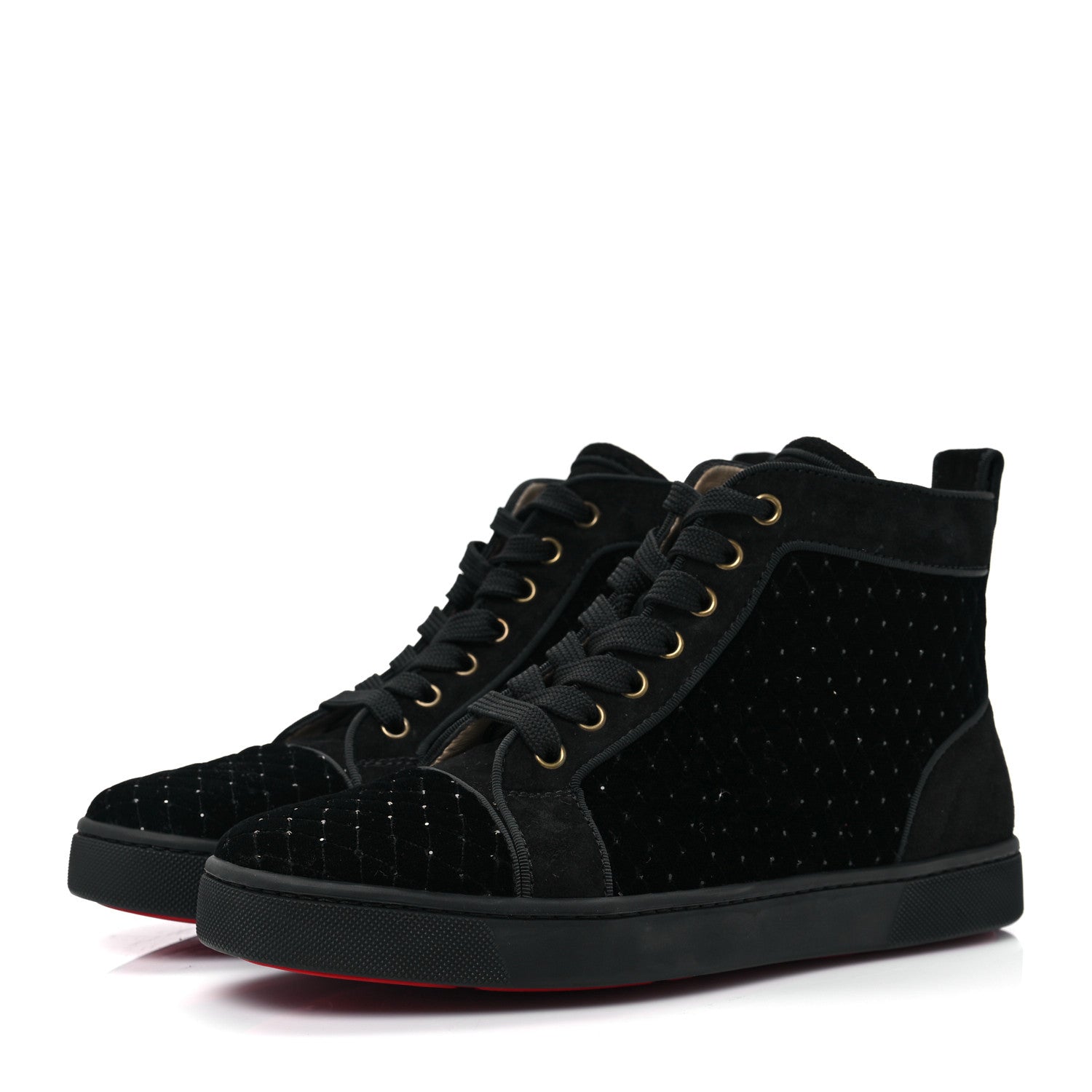 Christian Louboutin Crystal Veau Velours Womens Louis Orlato Flat Sneakers 39.5 Black 3 of 7