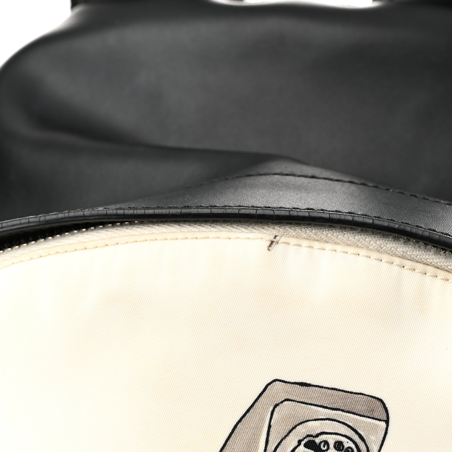 Nylon Calfskin Print Backpack Black White