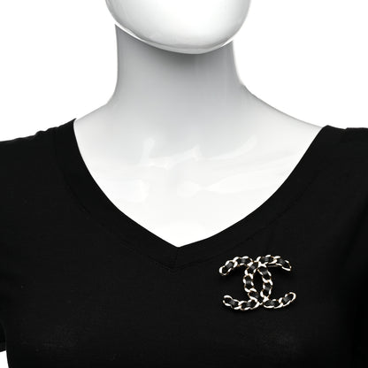 Chanel Lambskin Chain CC Brooch Black Gold 2 of 5