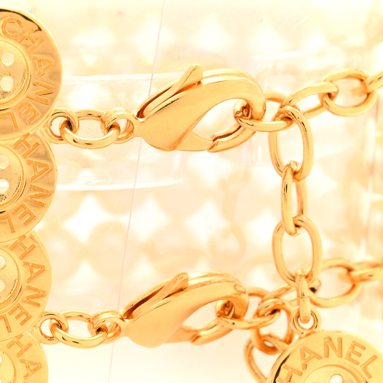 Chanel Pearl Metal CC Paris Button Multistrand Bracelet Gold White 4 of 6