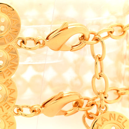 Chanel Pearl Metal CC Paris Button Multistrand Bracelet Gold White 4 of 6