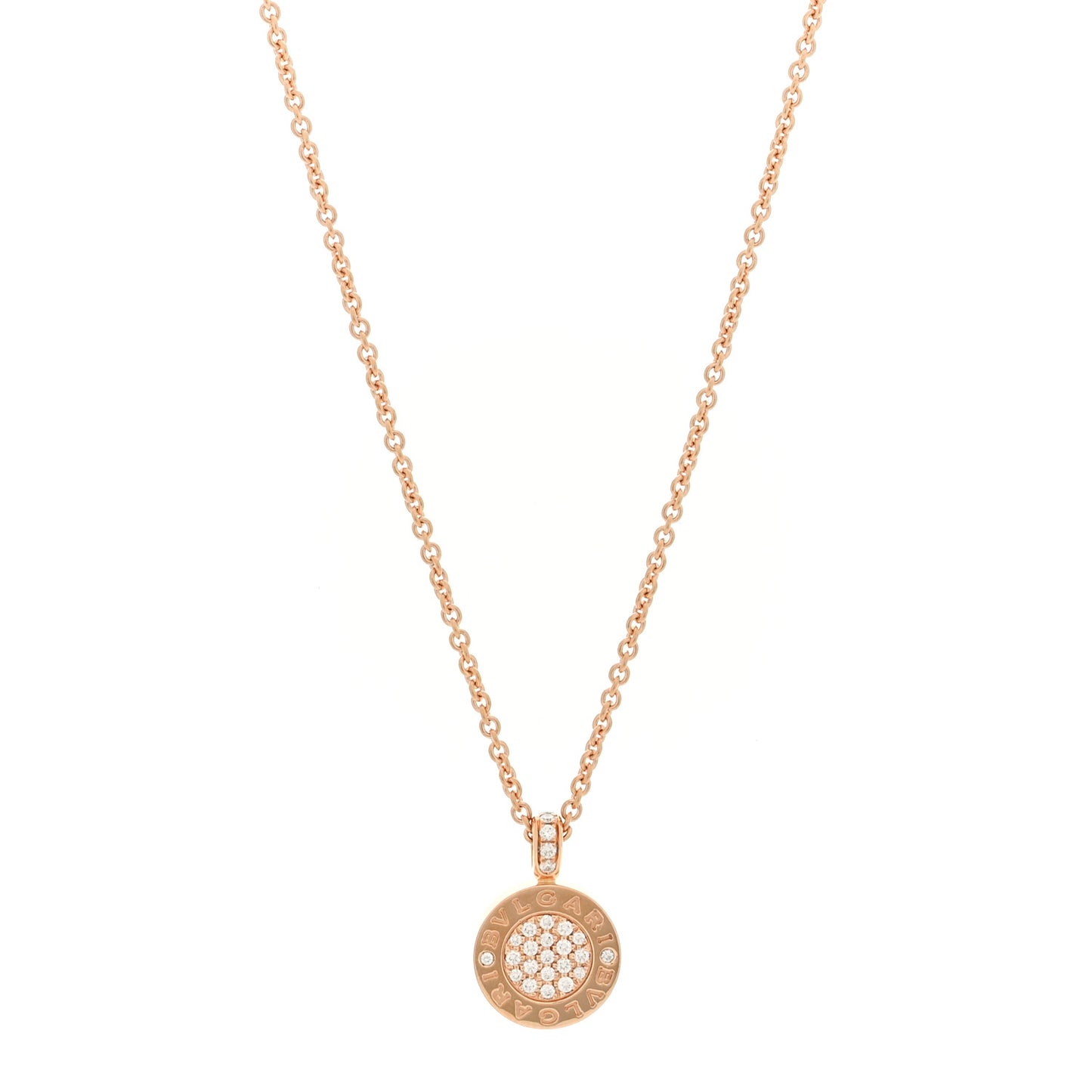 18K Rose Gold Diamond Green Jade BVLGARI BVLGARI Pendant Necklace