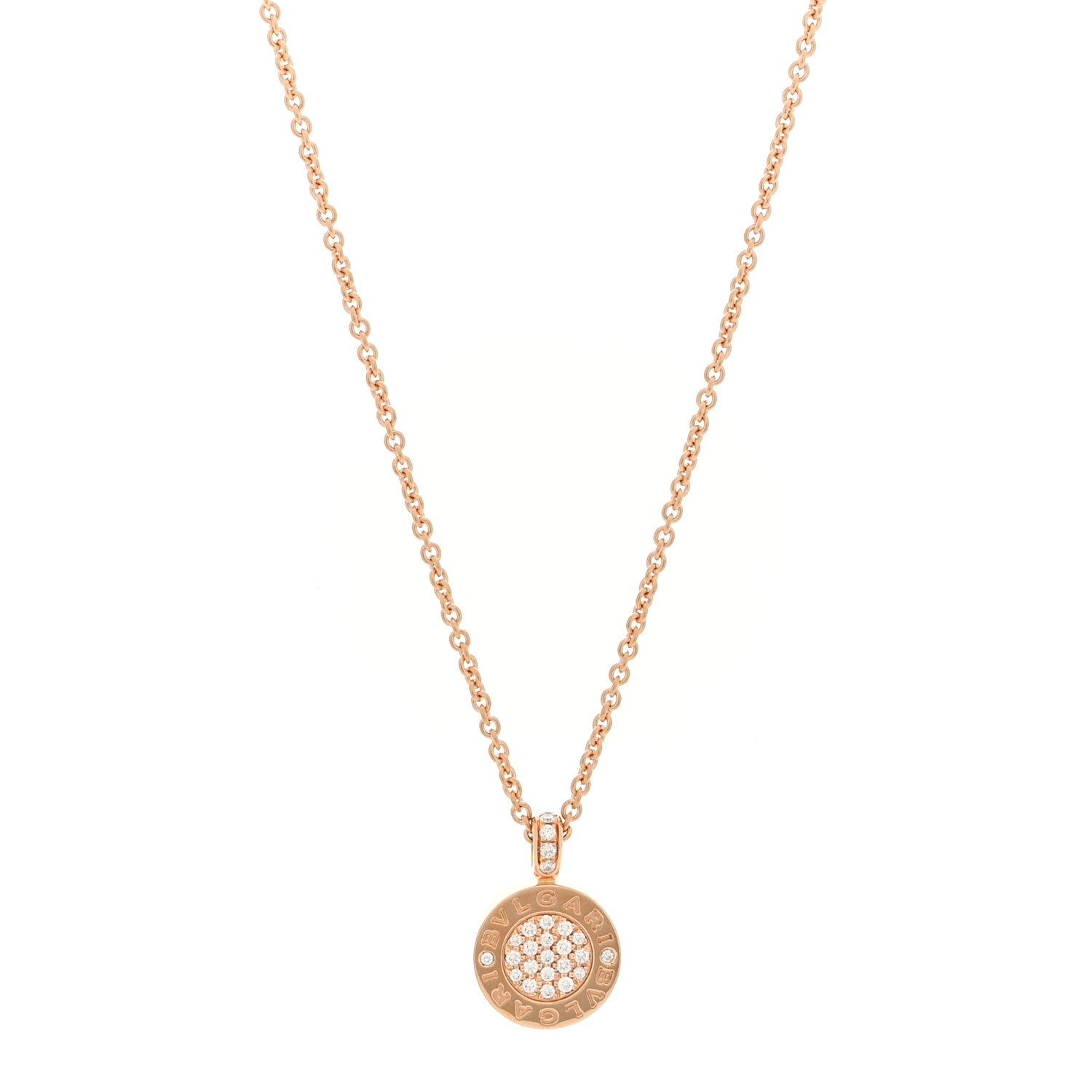 Bulgari 18K Rose Gold Diamond Green Jade BVLGARI BVLGARI Pendant Necklace 1 of 5
