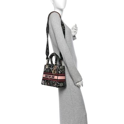 Christian Dior Canvas Cabinet De Curiosites Embroidered Medium Lady D-Lite Black Multicolor 2 of 12