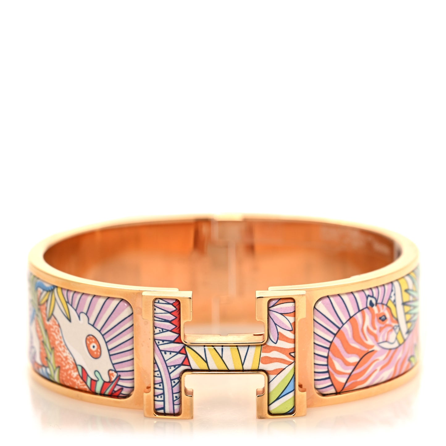 Enamel Wide Print Animaux Camoufles Wide Clic Clac H Bracelet GM Pastel Acidule