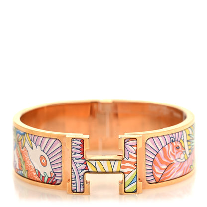 Hermes Enamel Wide Print Animaux Camoufles Wide Clic Clac H Bracelet GM Pastel Acidule 1 of 4