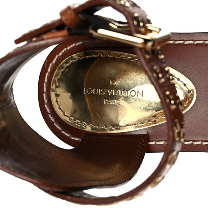 Louis Vuitton Calfskin Monogram Passenger Flat Sandals 37 Cognac 8 of 8
