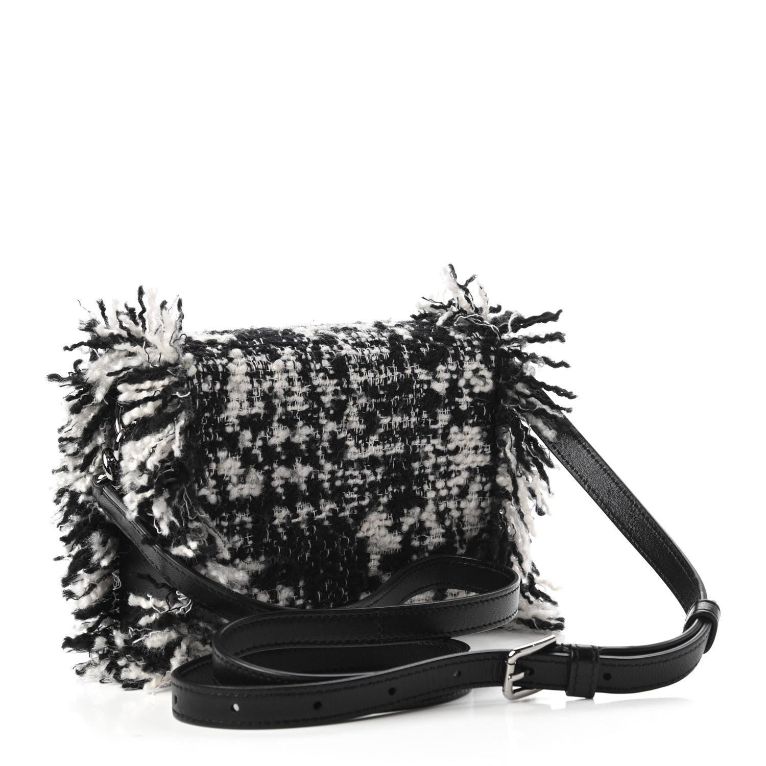 Dolce & Gabbana Tweed Mini Millennials Crossbody Bag Black White 3 of 10