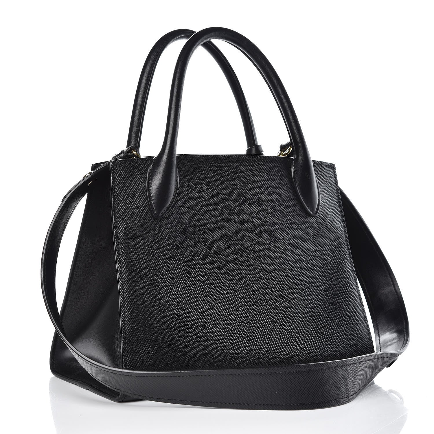 Prada Saffiano Cuir Calfskin Small Monochrome Top Handle Tote Black 3 of 11