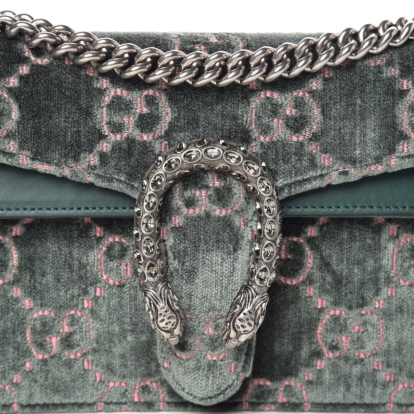 Velvet Moon Calfskin Crystal GG Monogram Small Dionysus Shoulder Bag Avio Dusty Pink Black Diamond