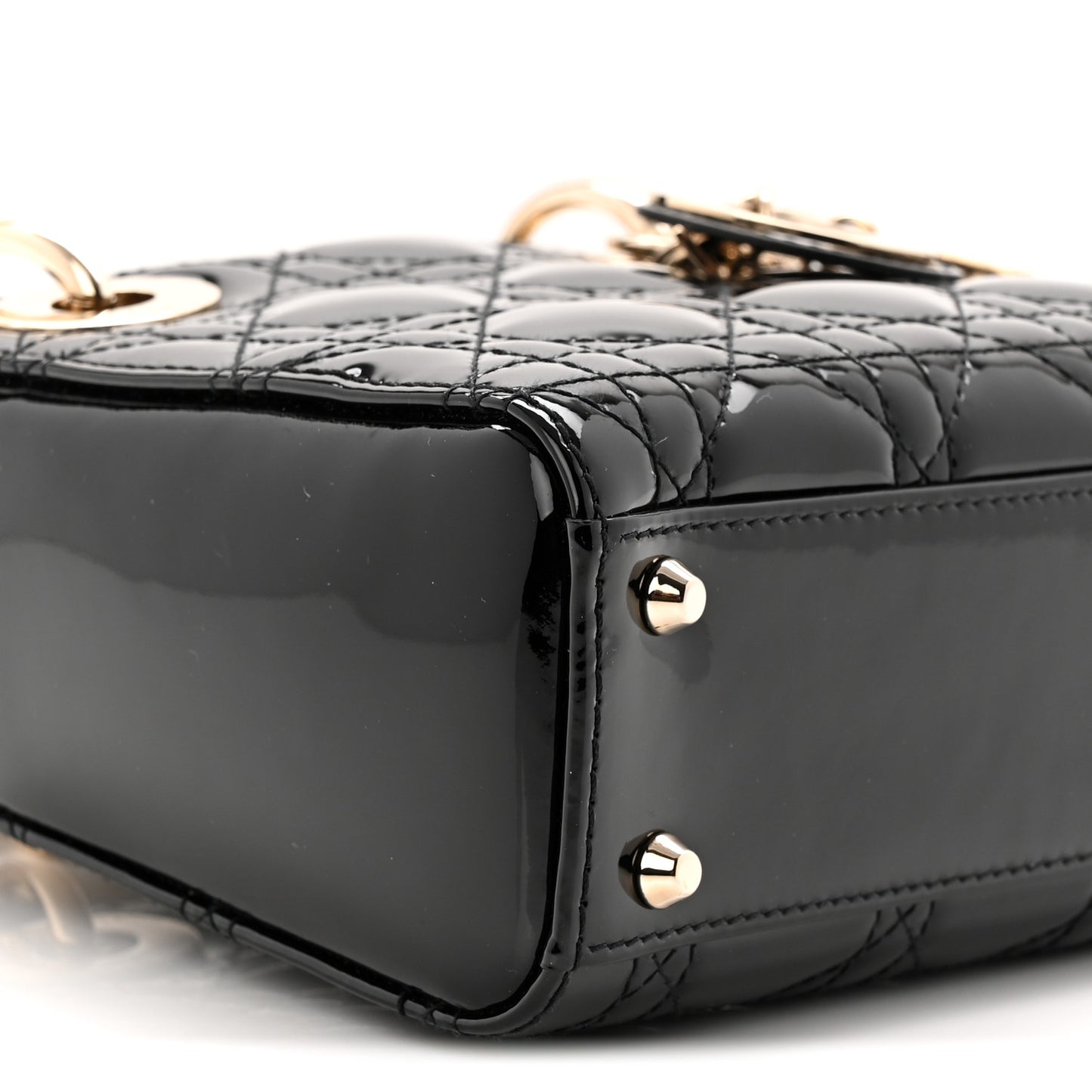 Patent Cannage Mini Lady Dior Black