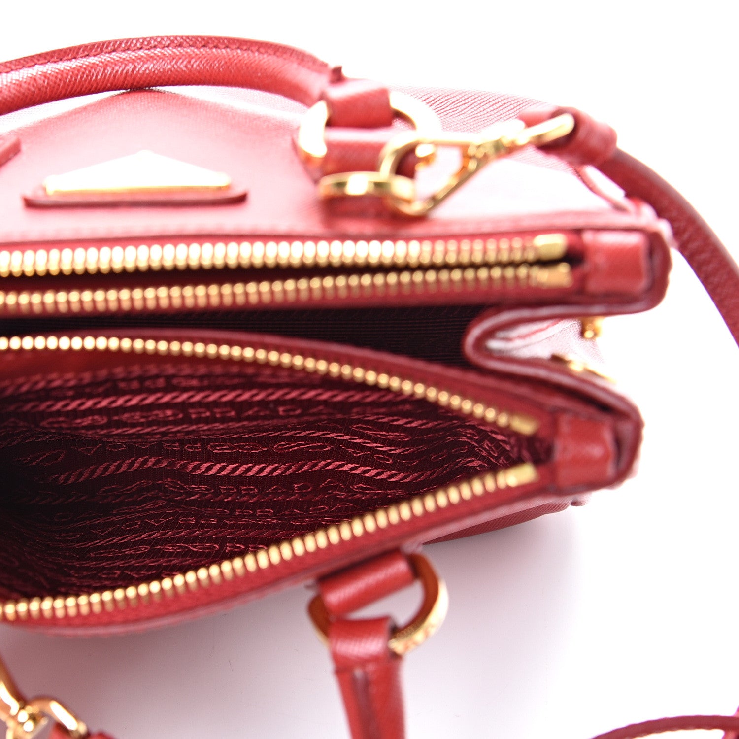 Prada Saffiano Micro Galleria Double Zip Tote Fuoco 6 of 12
