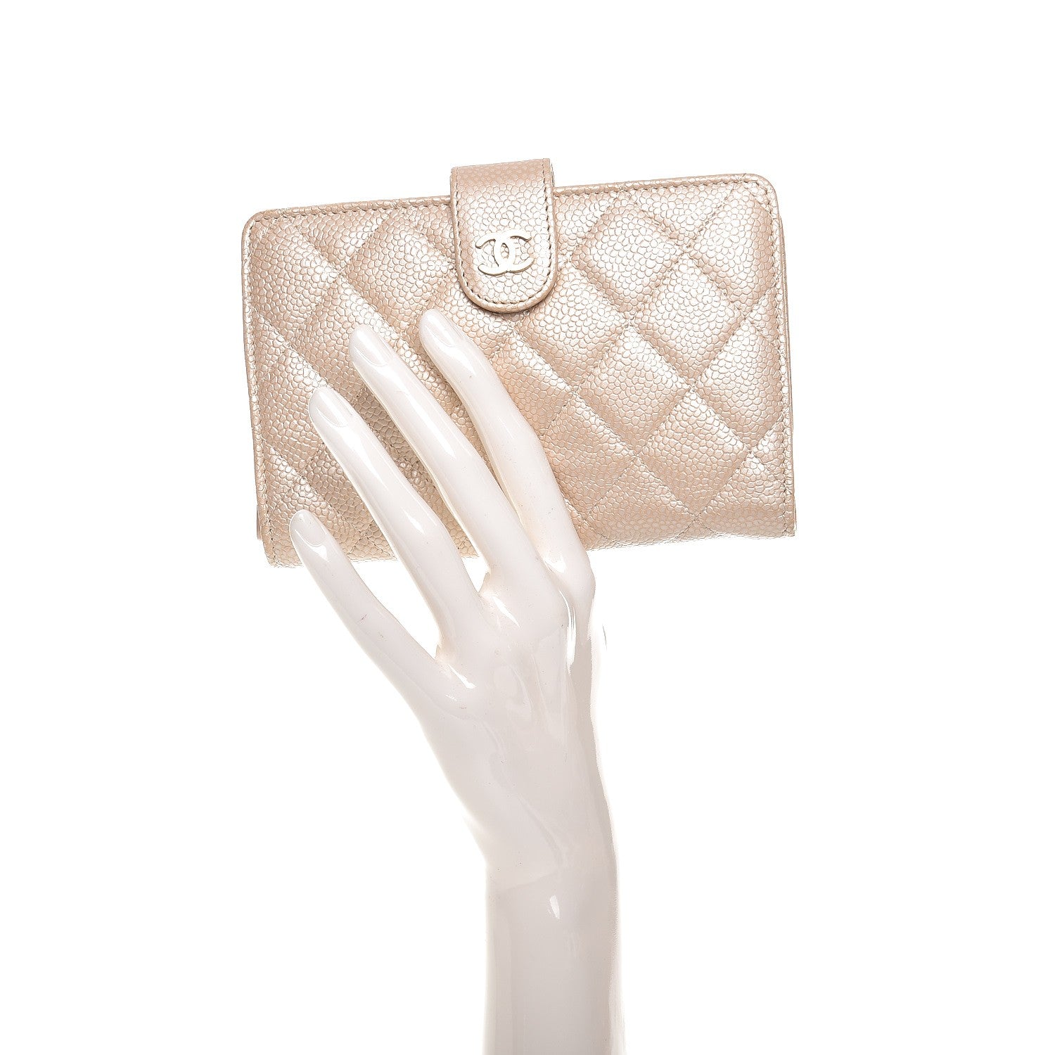 Chanel Iridescent Caviar Quilted Zipped Pocket Wallet Beige Clair 2 of 10