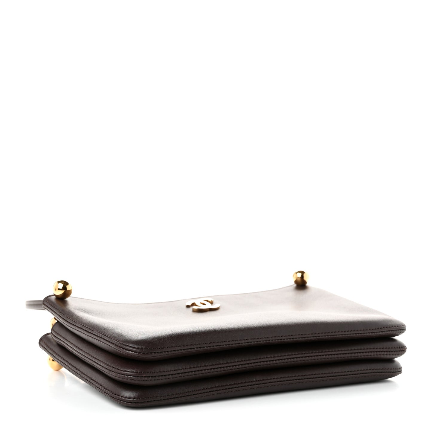 Calfskin Chick Studs Clutch Dark Brown