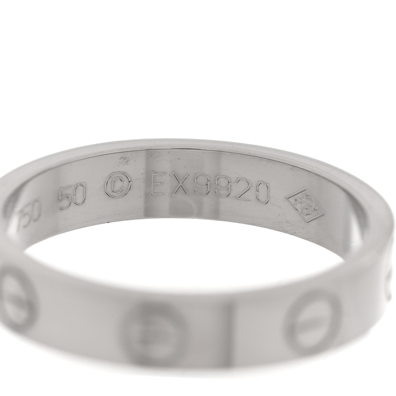 Cartier 18K White Gold 3.5mm LOVE Wedding Band Ring 50 5.25 5 of 5