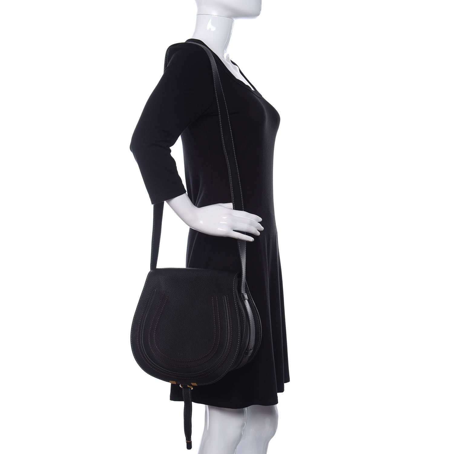 Chloe Calfskin Medium Marcie Round Crossbody Bag Black 2 of 10