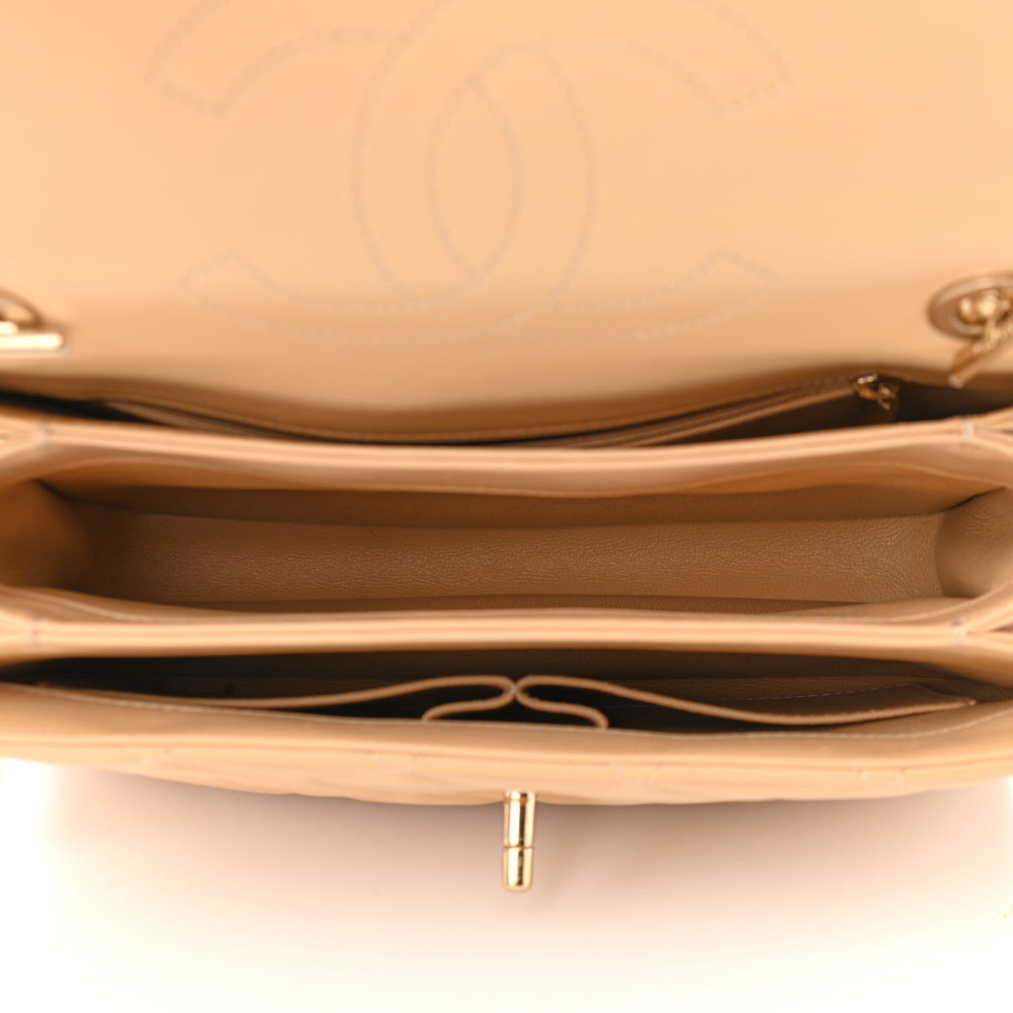 Lambskin Quilted Small Trendy CC Dual Handle Flap Bag Beige