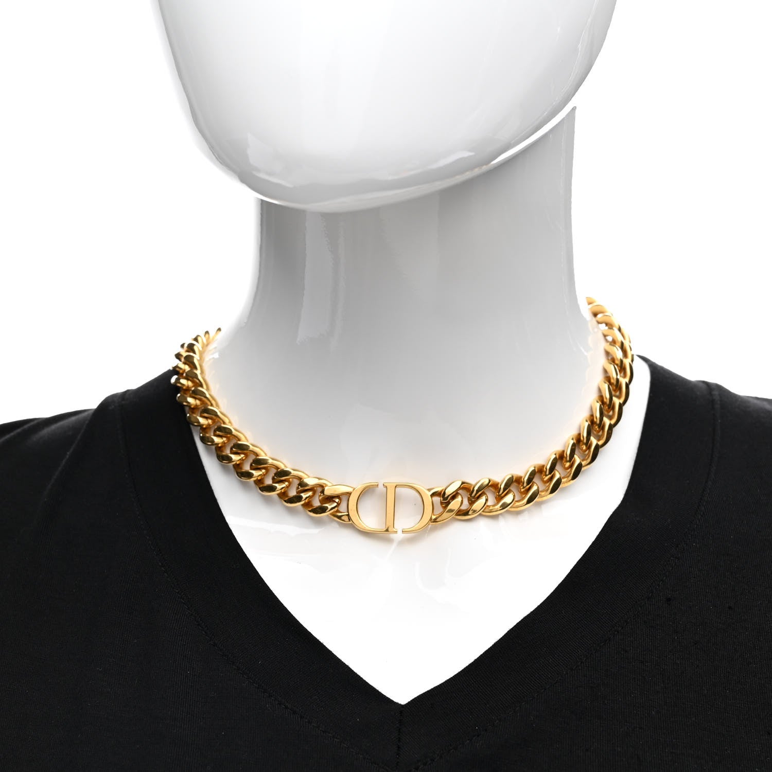 Christian Dior Metal CD Choker Necklace Gold 2 of 6