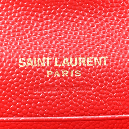 Saint Laurent Grain De Poudre Matelasse Chevron Small Monogram Envelope Wallet New Red 6 of 7