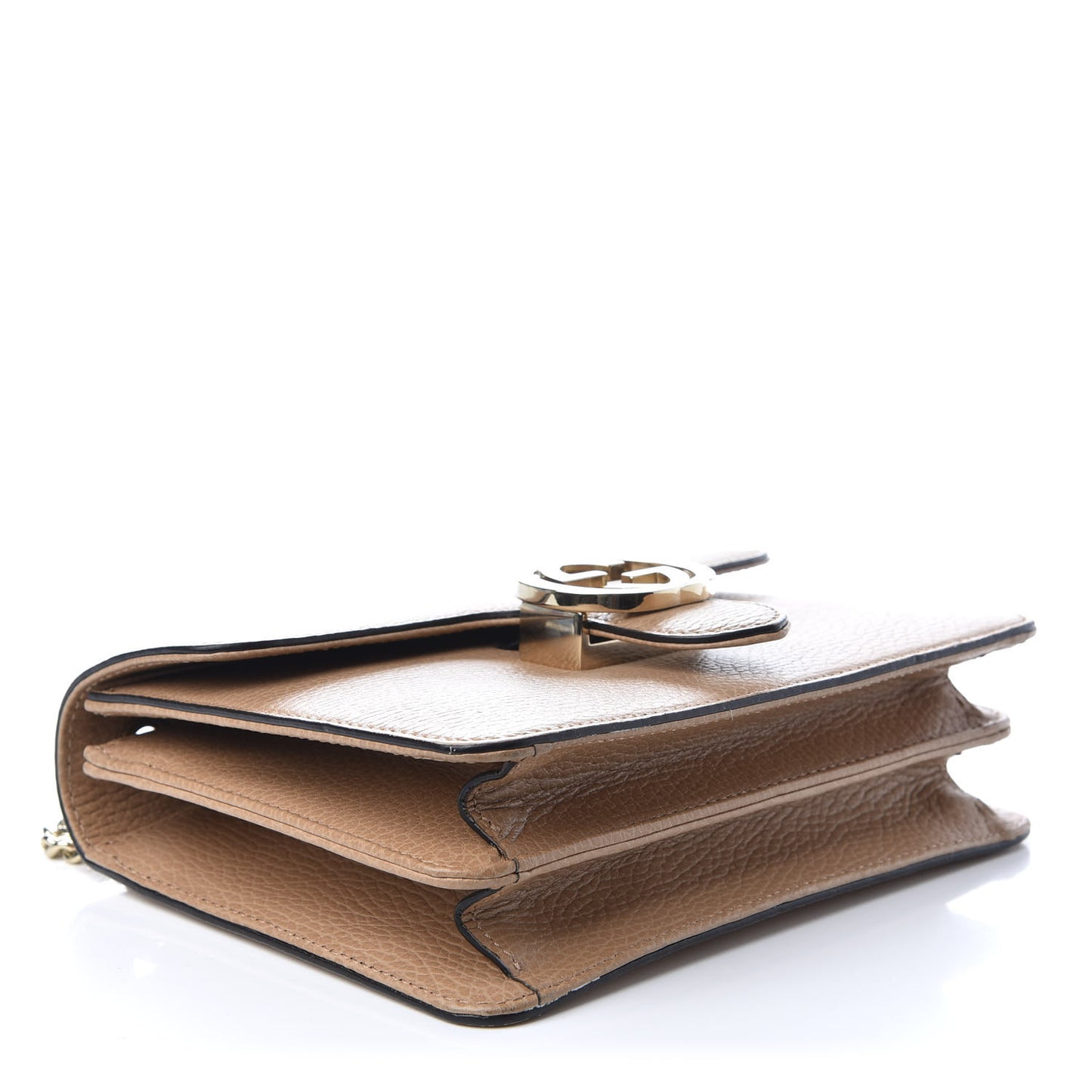 Dollar Calfskin Small Interlocking G Shoulder Bag Camelia
