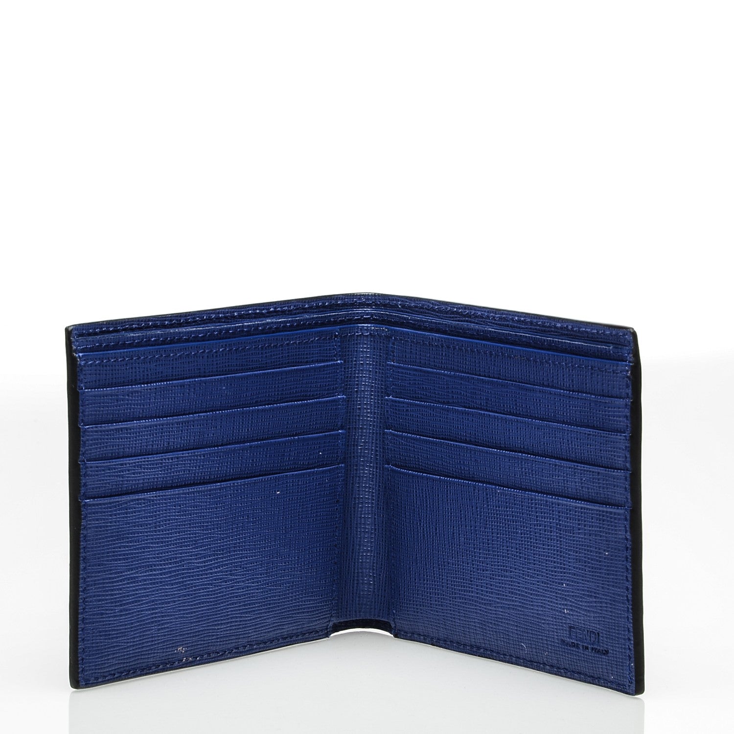Fendi Vitello Elite Flamingo Mink Karlito Studded Bi-Fold Wallet Black White Plaster 5 of 9