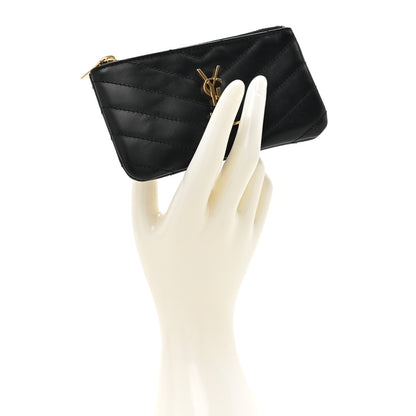 Saint Laurent Calfskin Matelasse Monogram Key Pouch Black 2 of 8