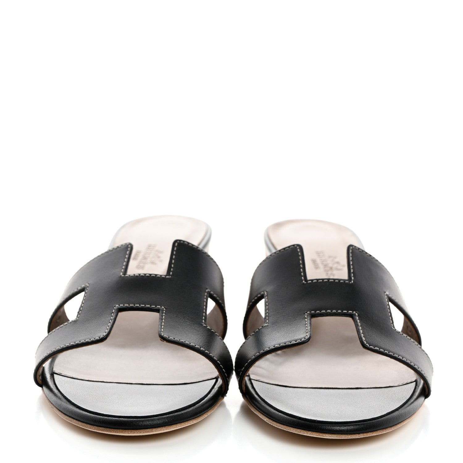 Hermes Calfskin Oasis Sandals 39 Black 2 of 8