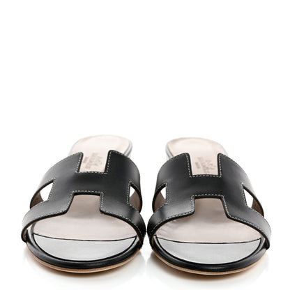 Hermes Calfskin Oasis Sandals 39 Black 2 of 8