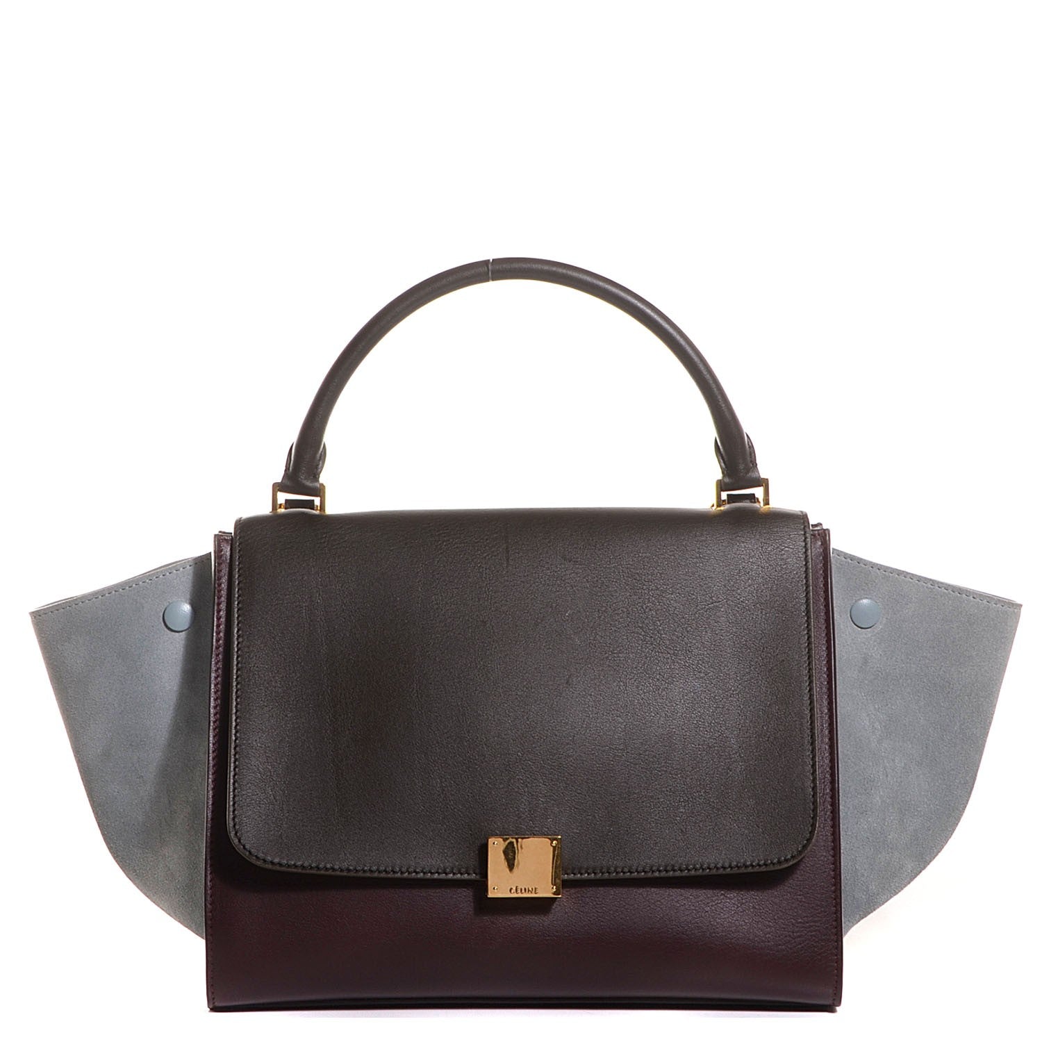 Celine Smooth Calfskin Suede Medium Tri-Color Trapeze Dark Grey 1 of 9