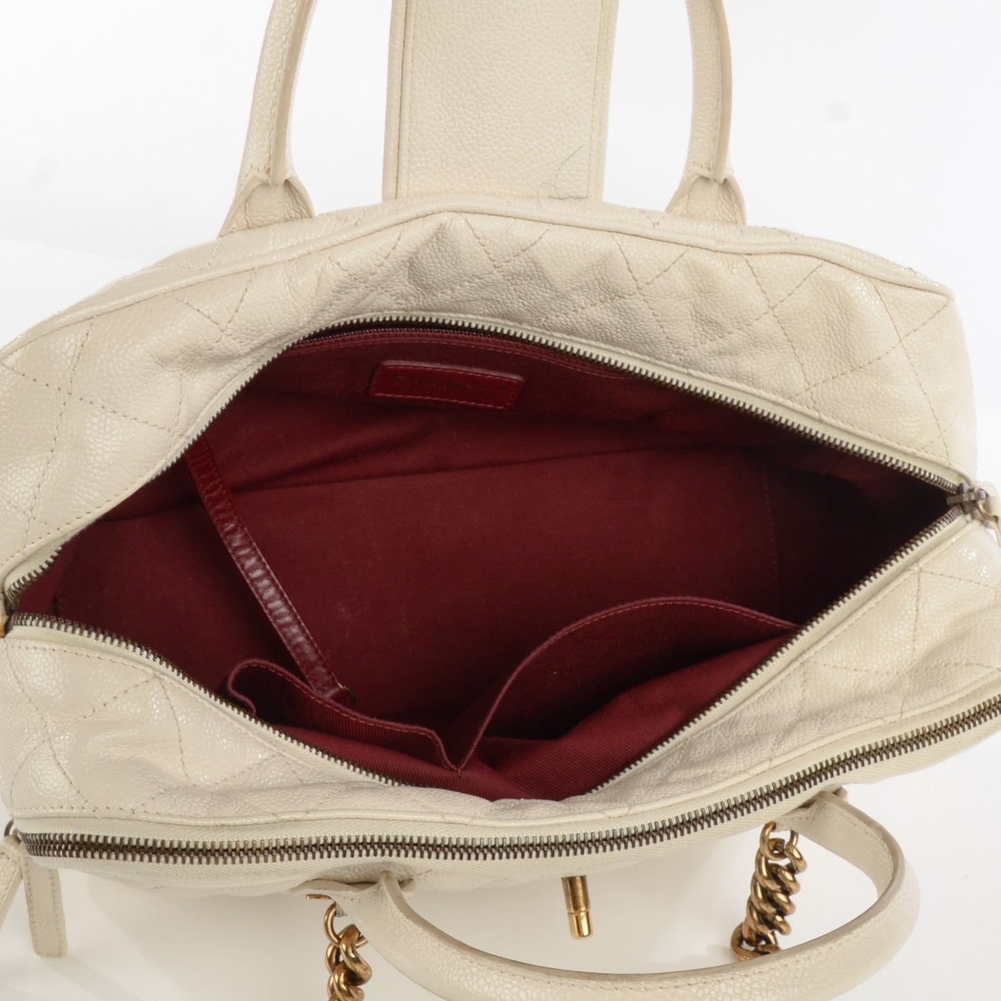 Crumpled Grained Calfskin Shiva Bowler White