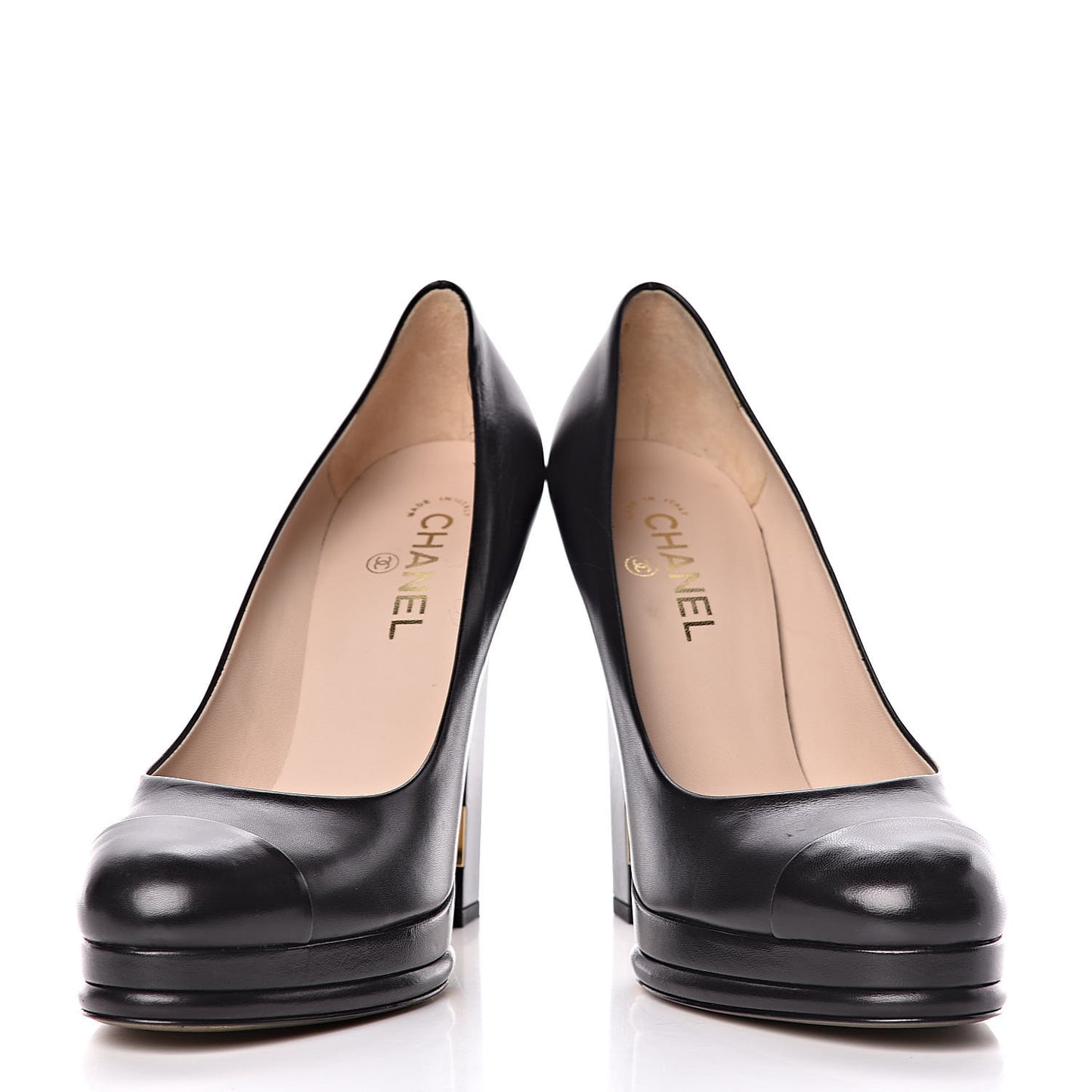 Lambskin Platform Cap Toe Pumps 42 Black