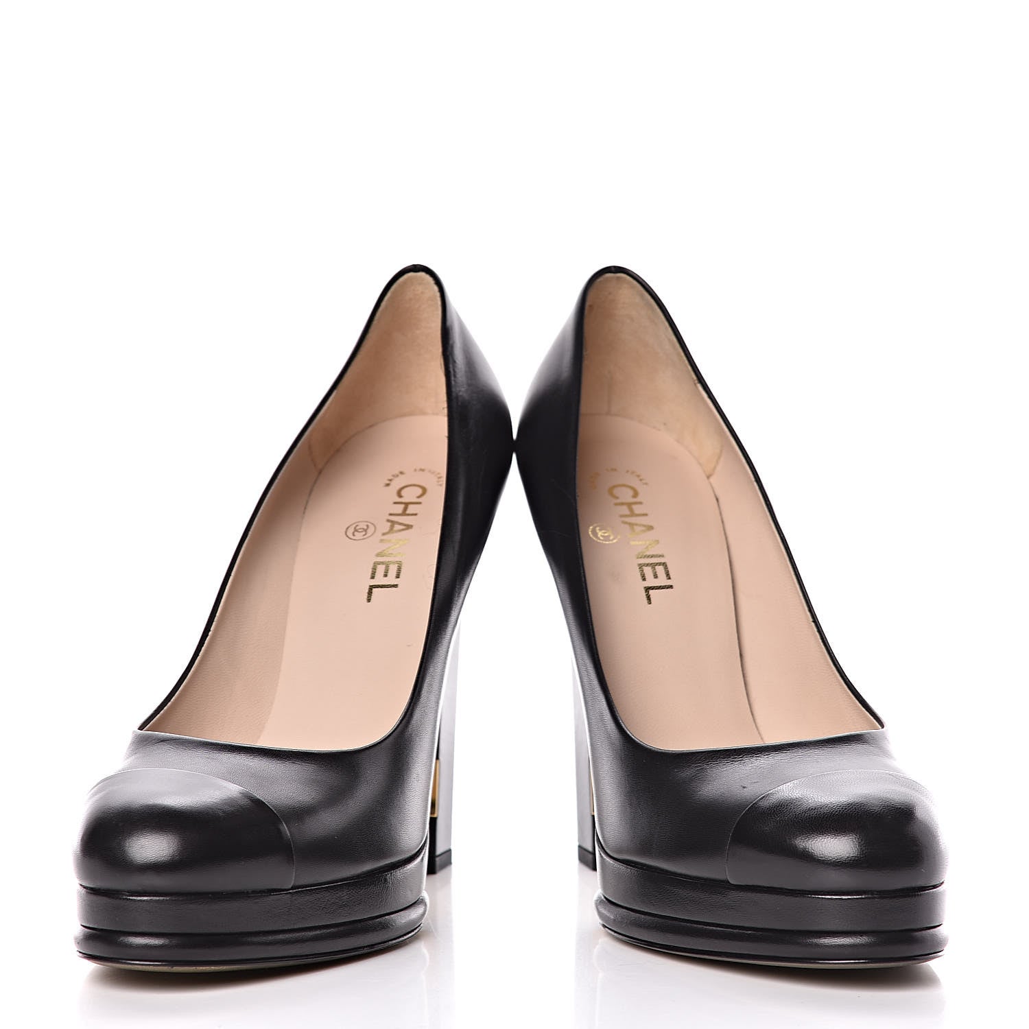 Chanel Lambskin Platform Cap Toe Pumps 42 Black 6 of 11