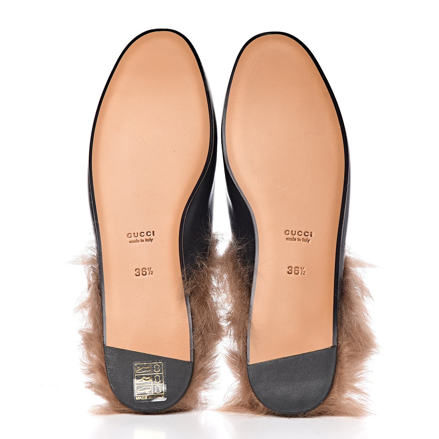 Calfskin Lambswool Tiger Embroidered Womens Princetown Slippers 36.5 Black