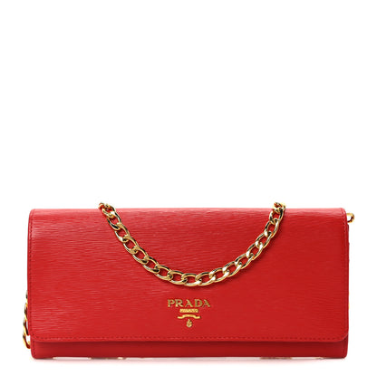 Prada Vitello Move Metal Oro Chain Wallet Lacca 1 of 9