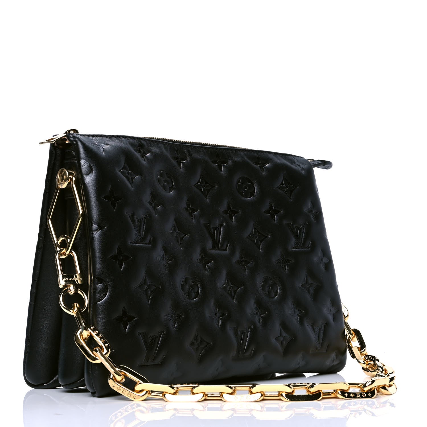 Louis Vuitton Lambskin Embossed Monogram Coussin PM Black 5 of 6