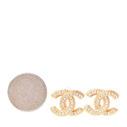 Chanel Crystal 90’s Icon CC Stud Earrings Gold 2 of 5