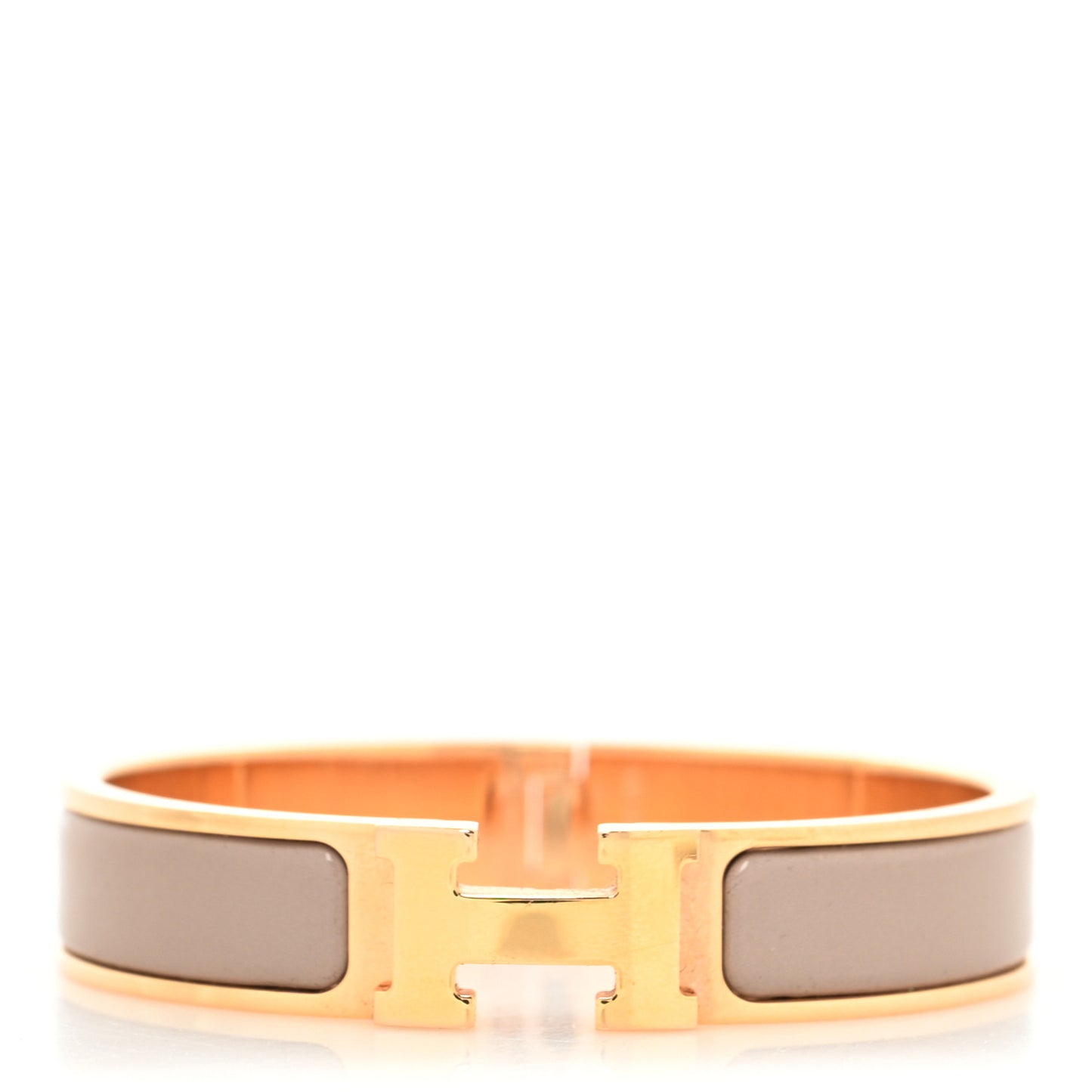 Enamel Narrow Clic Clac H Bracelet PM Marron Glace
