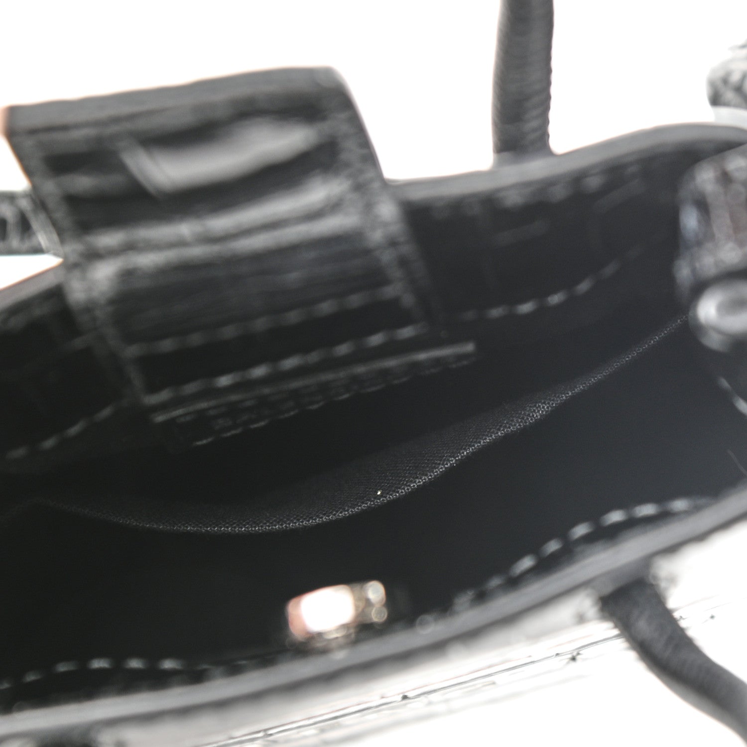 Balenciaga Calfskin Crocodile Embossed Logo Shopping Phone Holder Bag Black 5 of 9